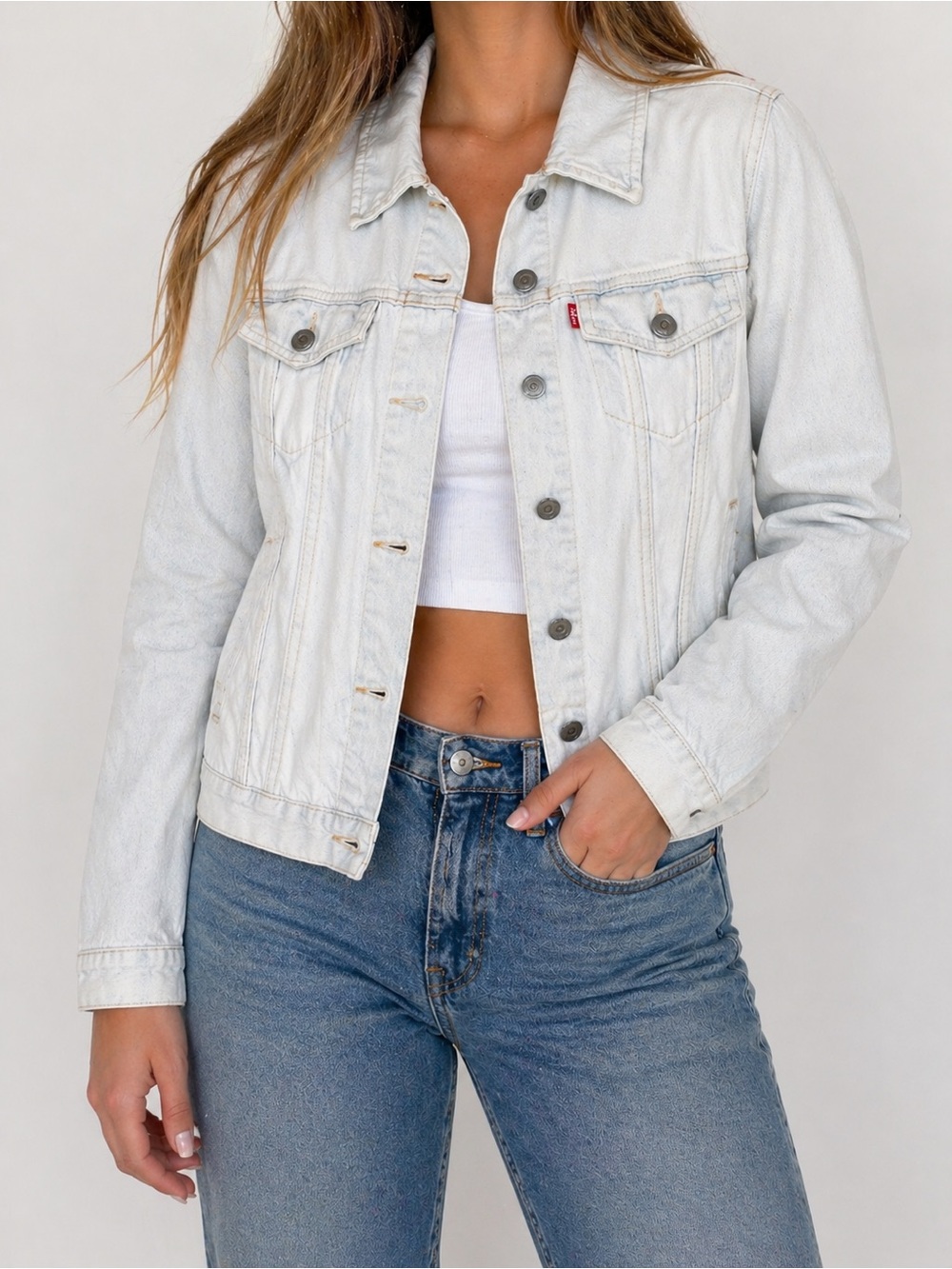 Levi’s Light Wash Denim Jacket Size L Women’s Trucker Jean Jacket Classic Button